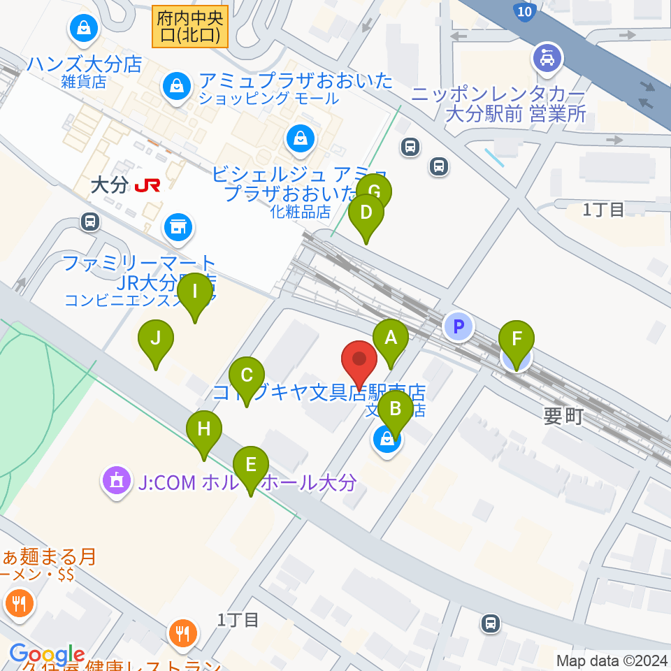 ミュージックストアナガト大分店周辺の駐車場・コインパーキング一覧地図