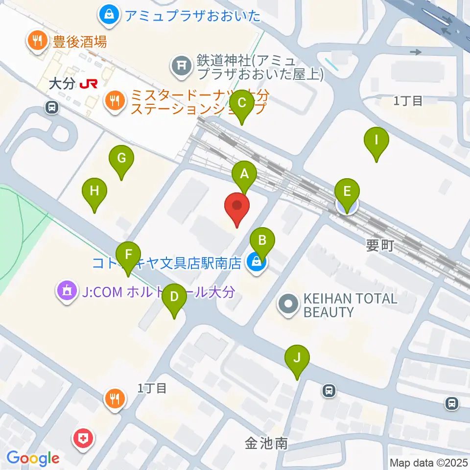 ミュージックストアナガト大分店周辺の駐車場・コインパーキング一覧地図