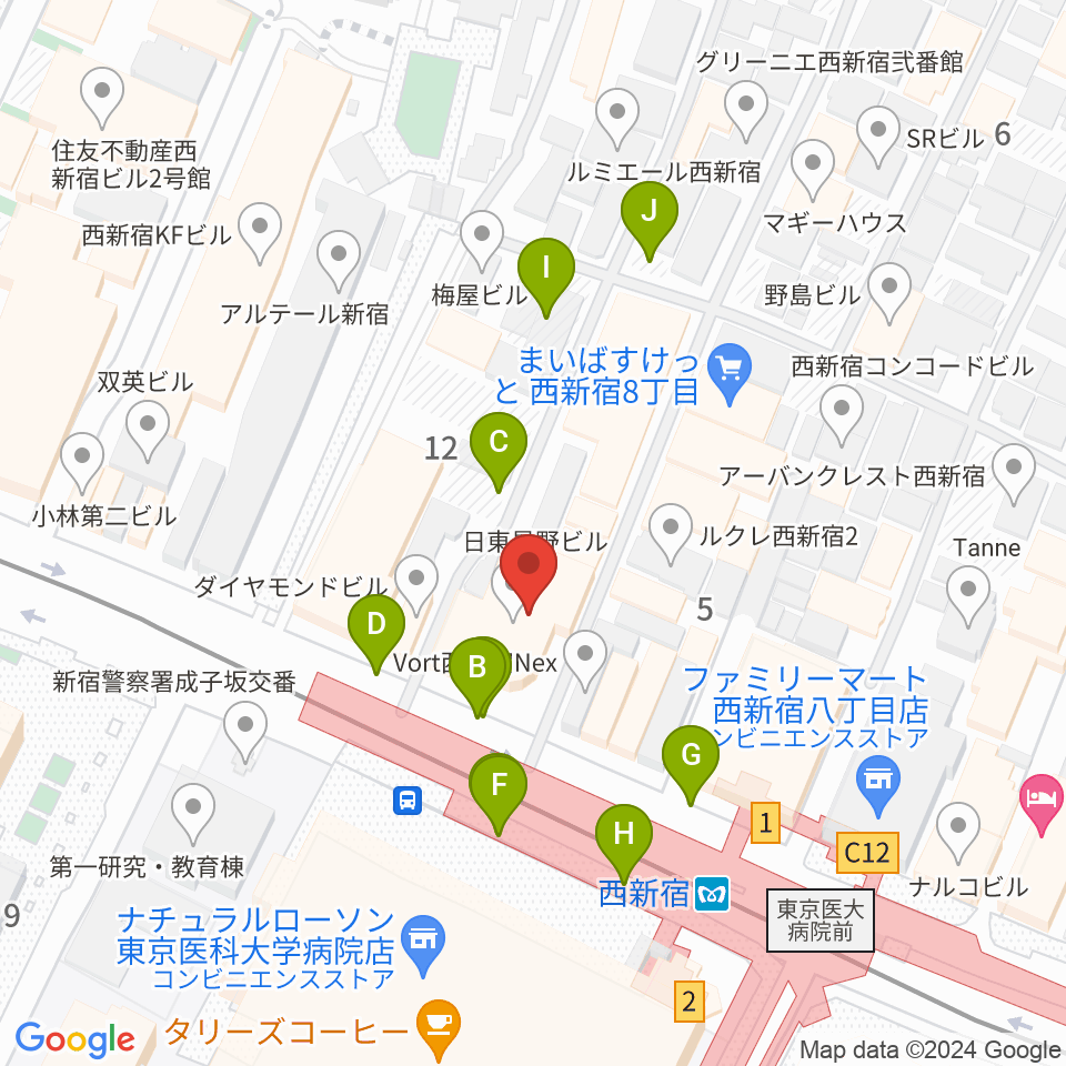 村松楽器 新宿店周辺の駐車場・コインパーキング一覧地図