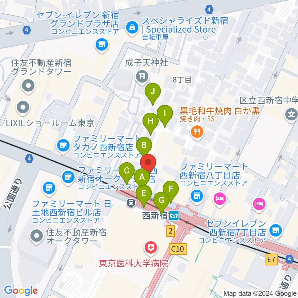 村松楽器 新宿店周辺の駐車場・コインパーキング一覧地図