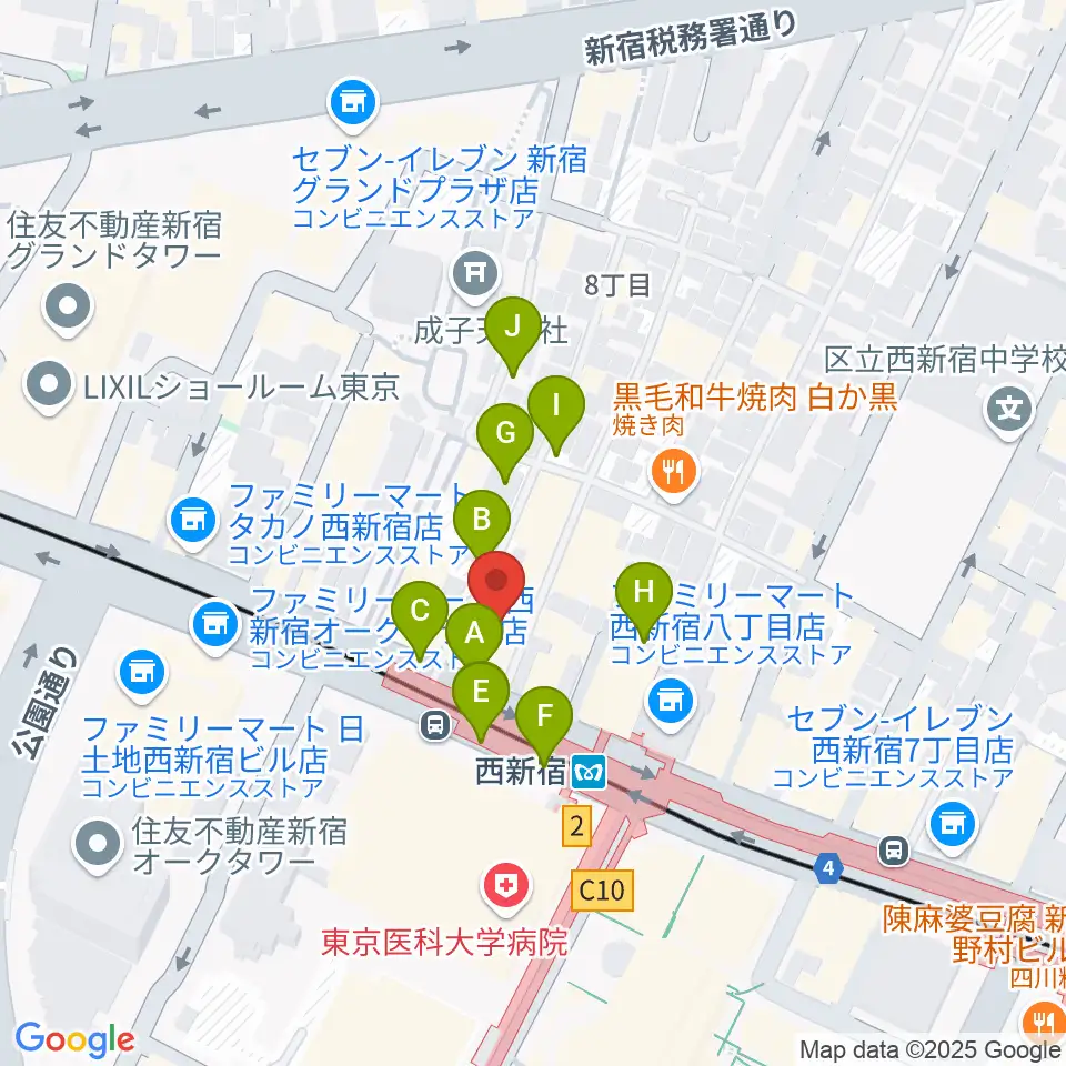 村松楽器 新宿店周辺の駐車場・コインパーキング一覧地図