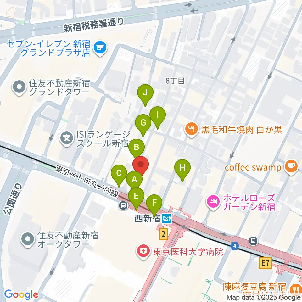 村松楽器 新宿店周辺の駐車場・コインパーキング一覧地図
