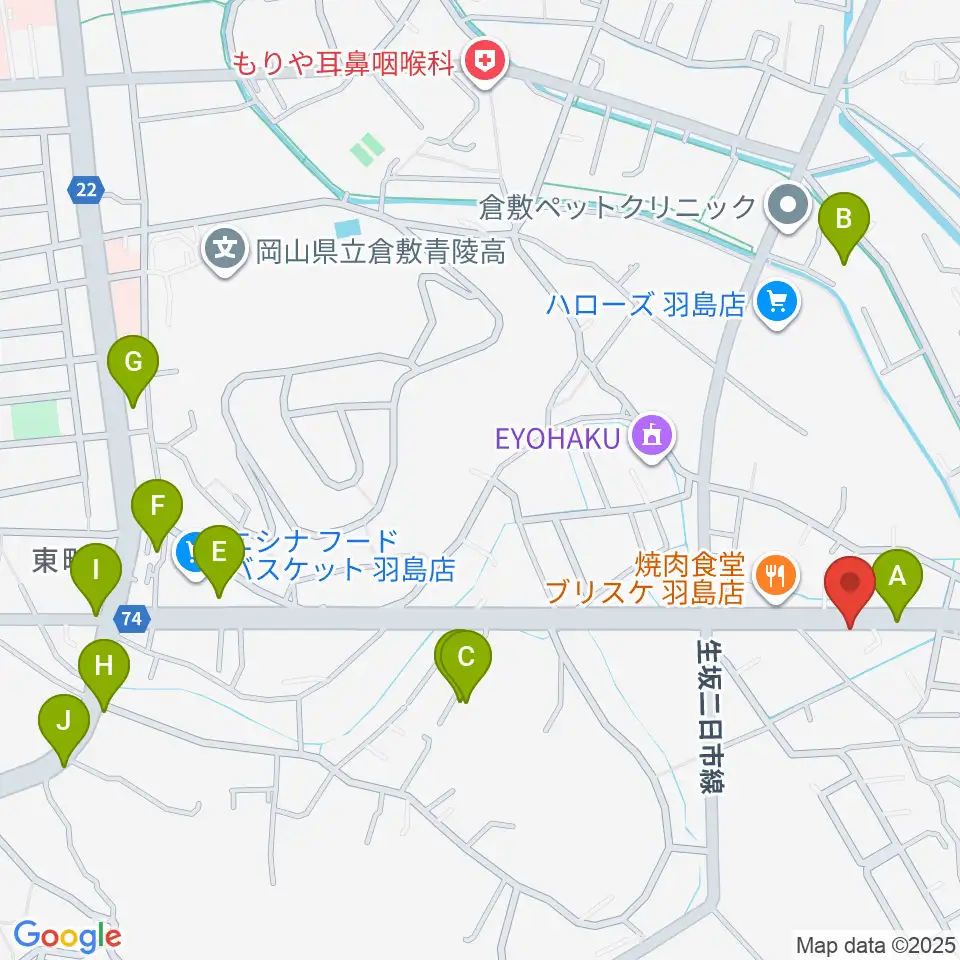 六ツ森楽器店周辺の駐車場・コインパーキング一覧地図