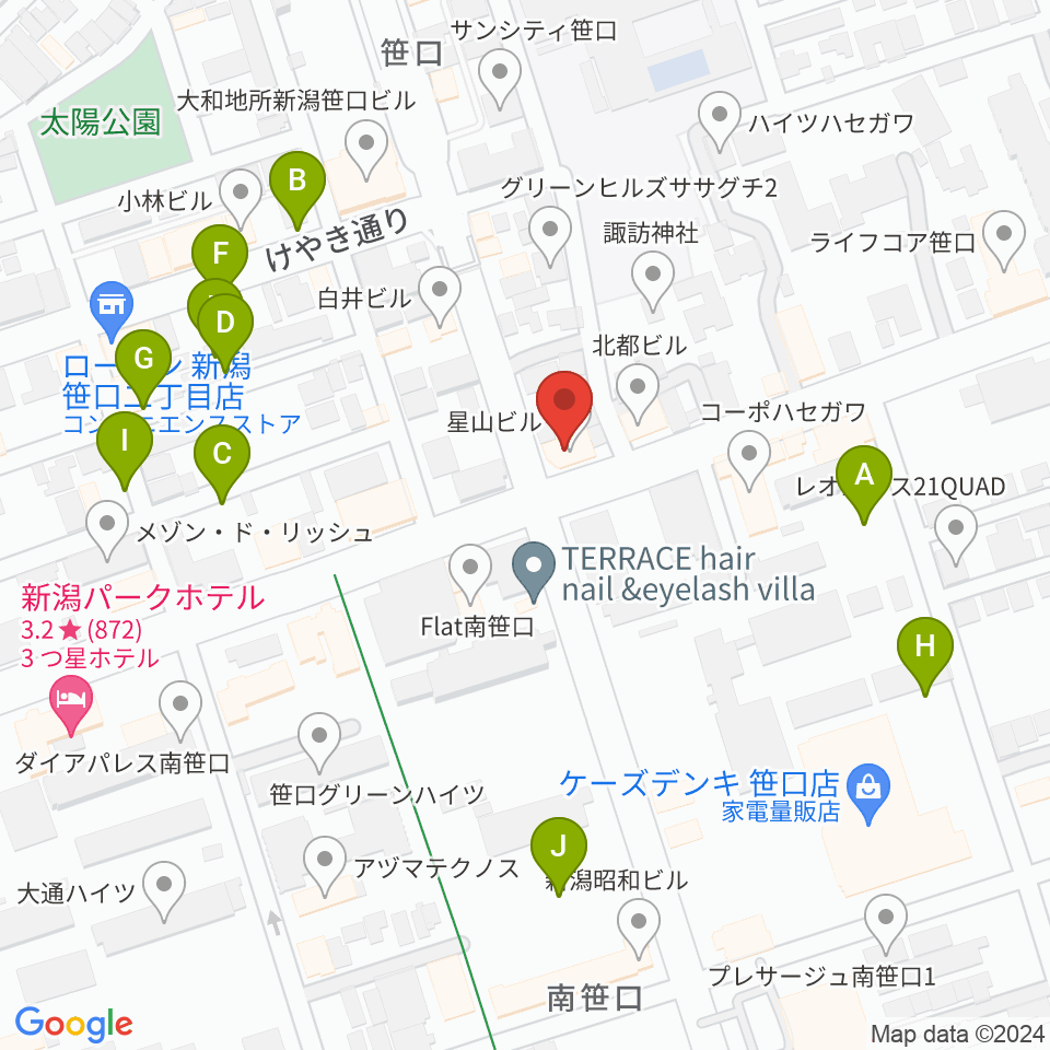 新潟中古楽器センター 新潟ショールーム周辺の駐車場・コインパーキング一覧地図
