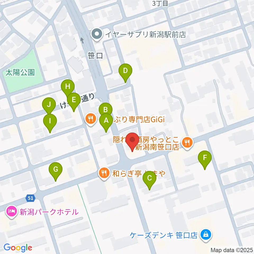 新潟中古楽器センター 新潟ショールーム周辺の駐車場・コインパーキング一覧地図