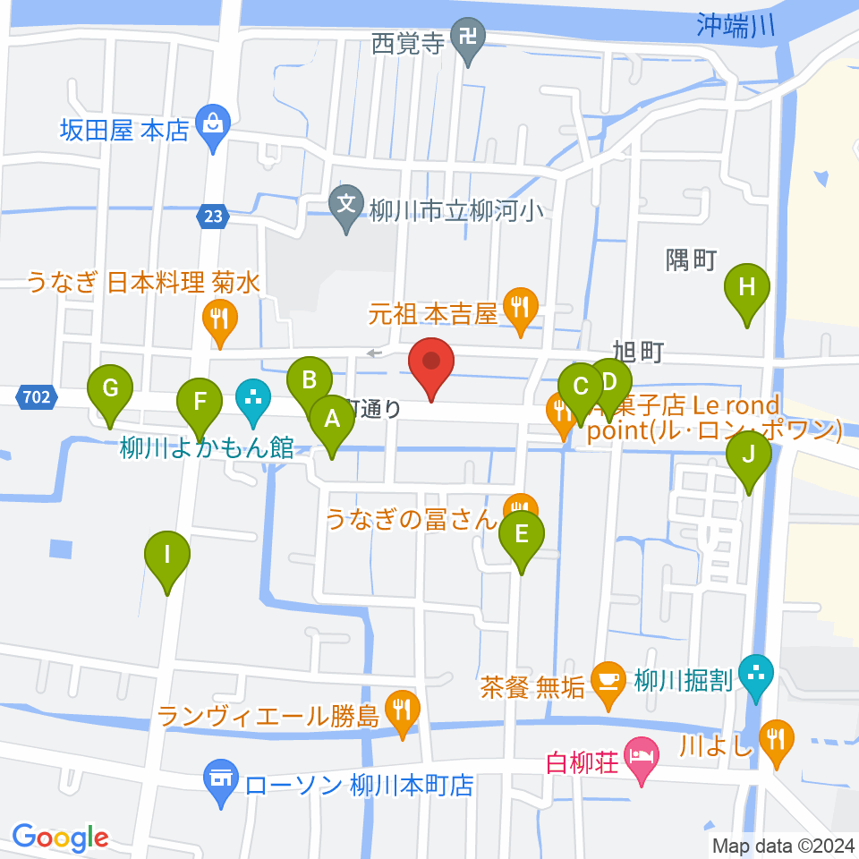 小川楽器 柳川店周辺の駐車場・コインパーキング一覧地図