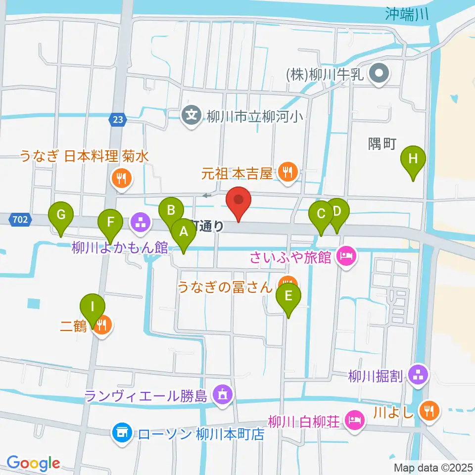 小川楽器 柳川店周辺の駐車場・コインパーキング一覧地図