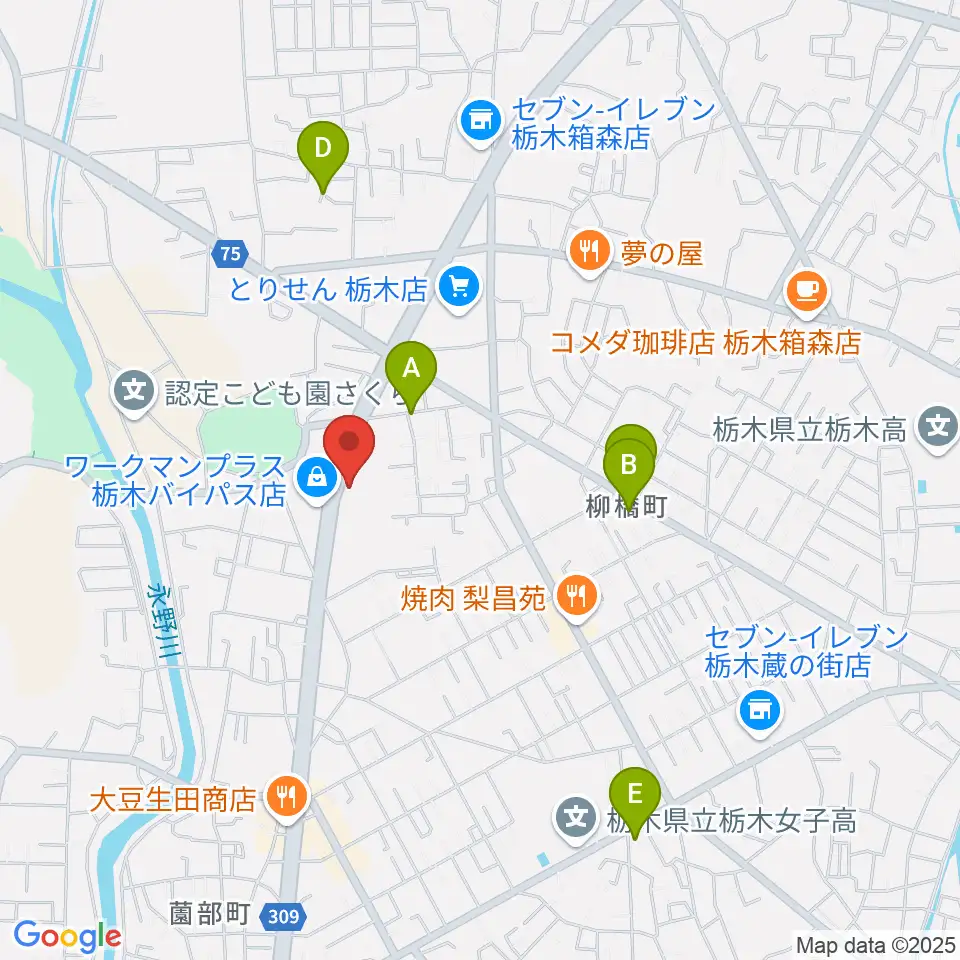 オオノ楽器 栃木店周辺の駐車場・コインパーキング一覧地図