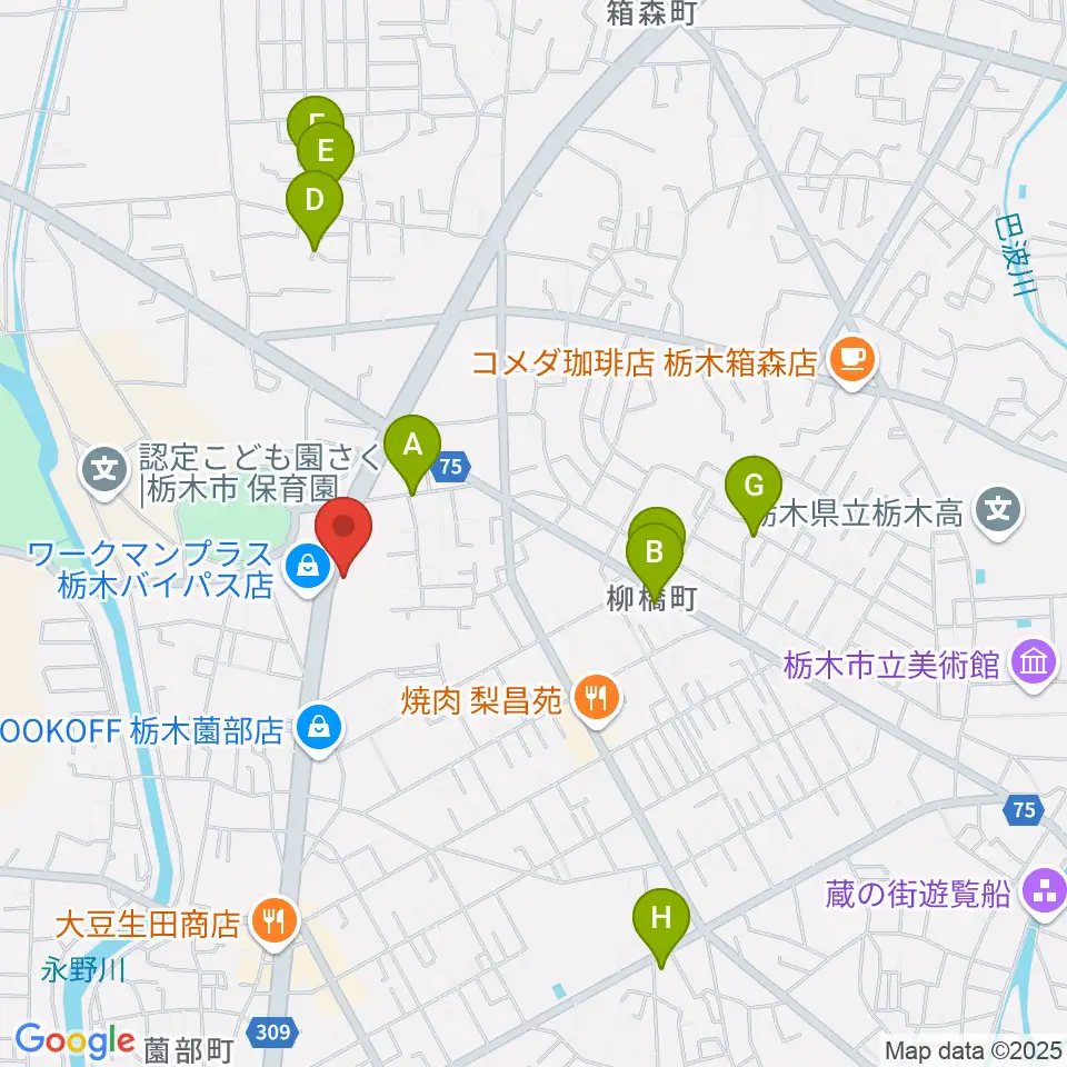 オオノ楽器 栃木店周辺の駐車場・コインパーキング一覧地図