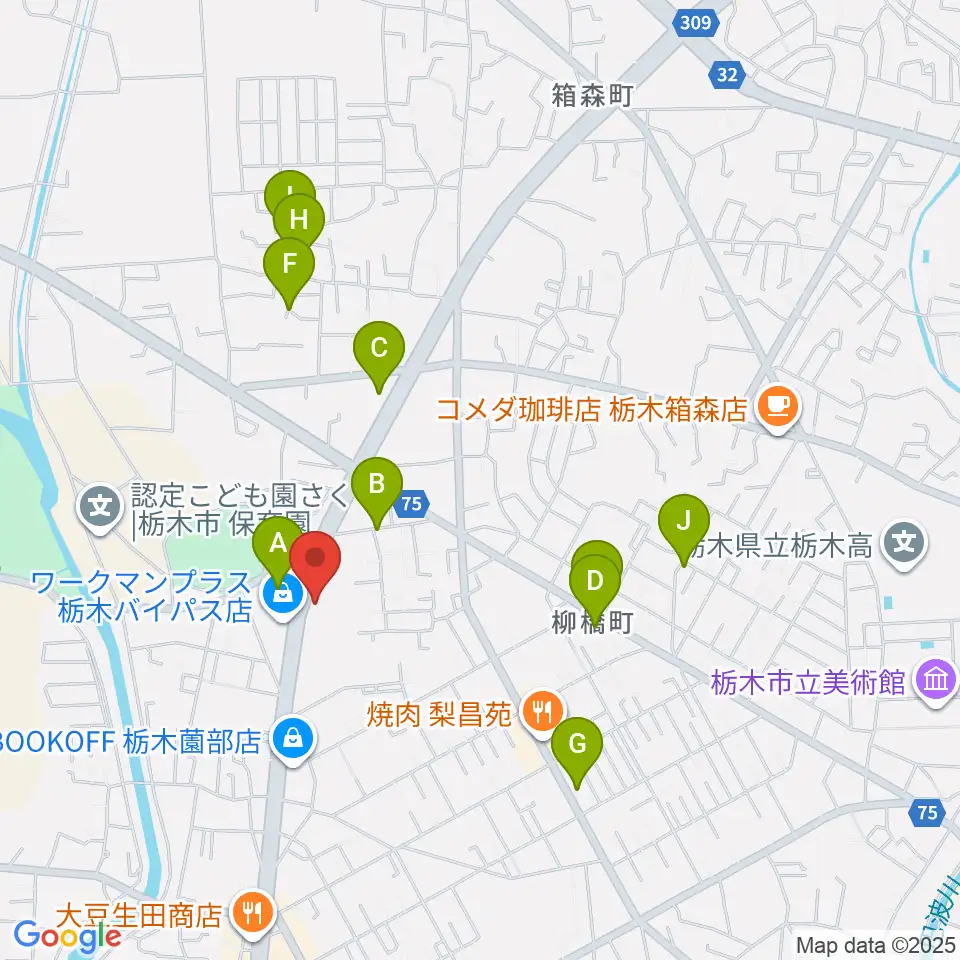 オオノ楽器 栃木店周辺の駐車場・コインパーキング一覧地図