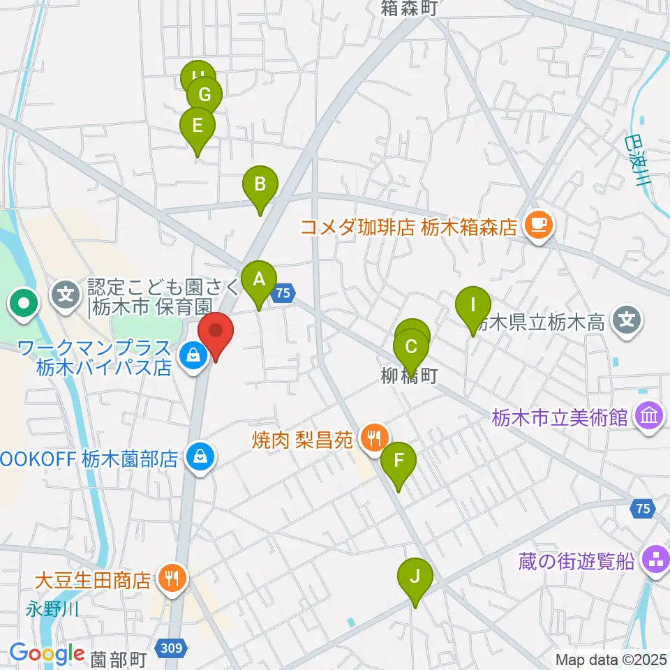 オオノ楽器 栃木店周辺の駐車場・コインパーキング一覧地図