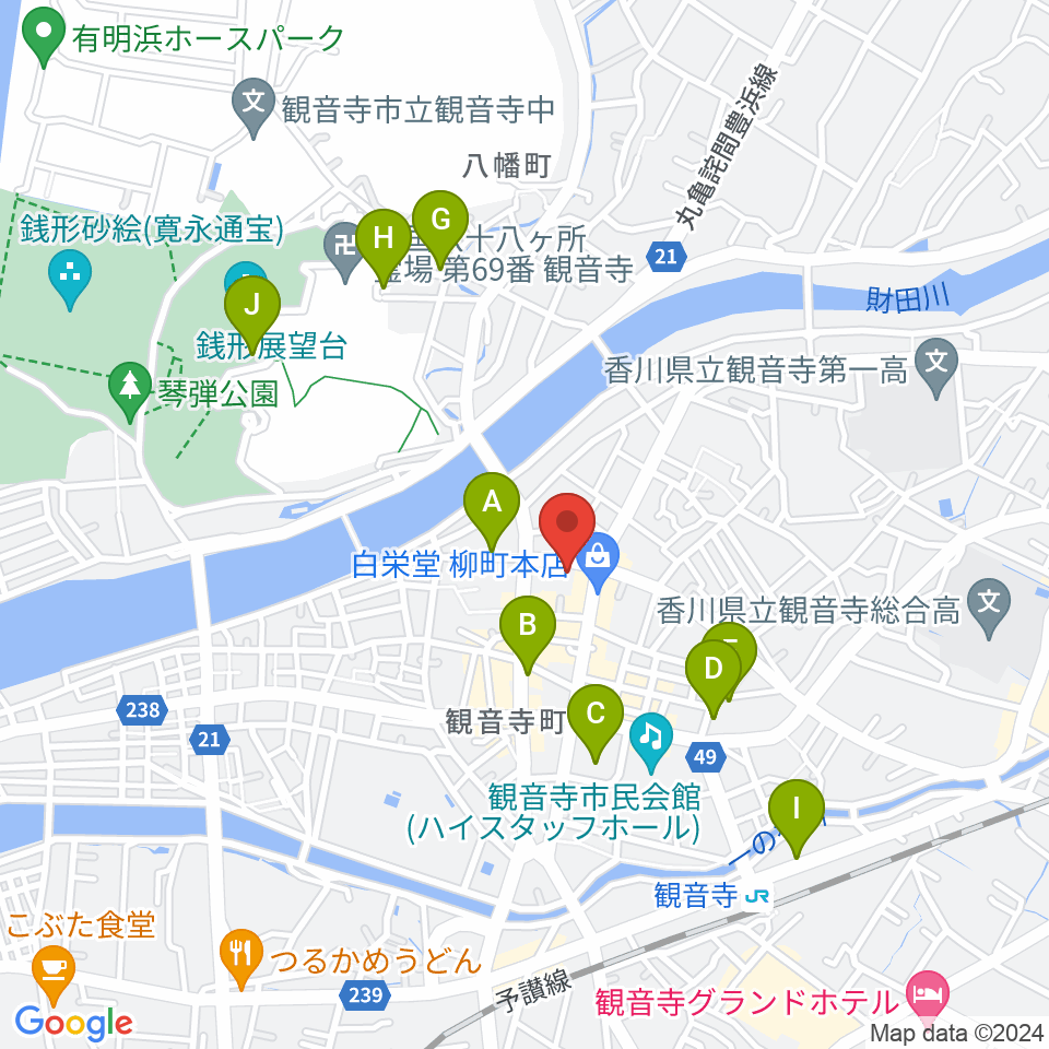 オオサカヤ 観音寺本店周辺の駐車場・コインパーキング一覧地図