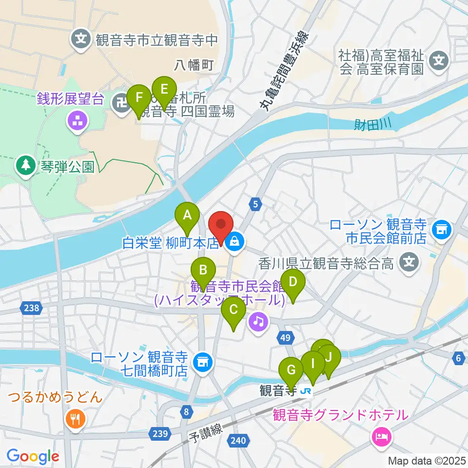 オオサカヤ 観音寺本店周辺の駐車場・コインパーキング一覧地図
