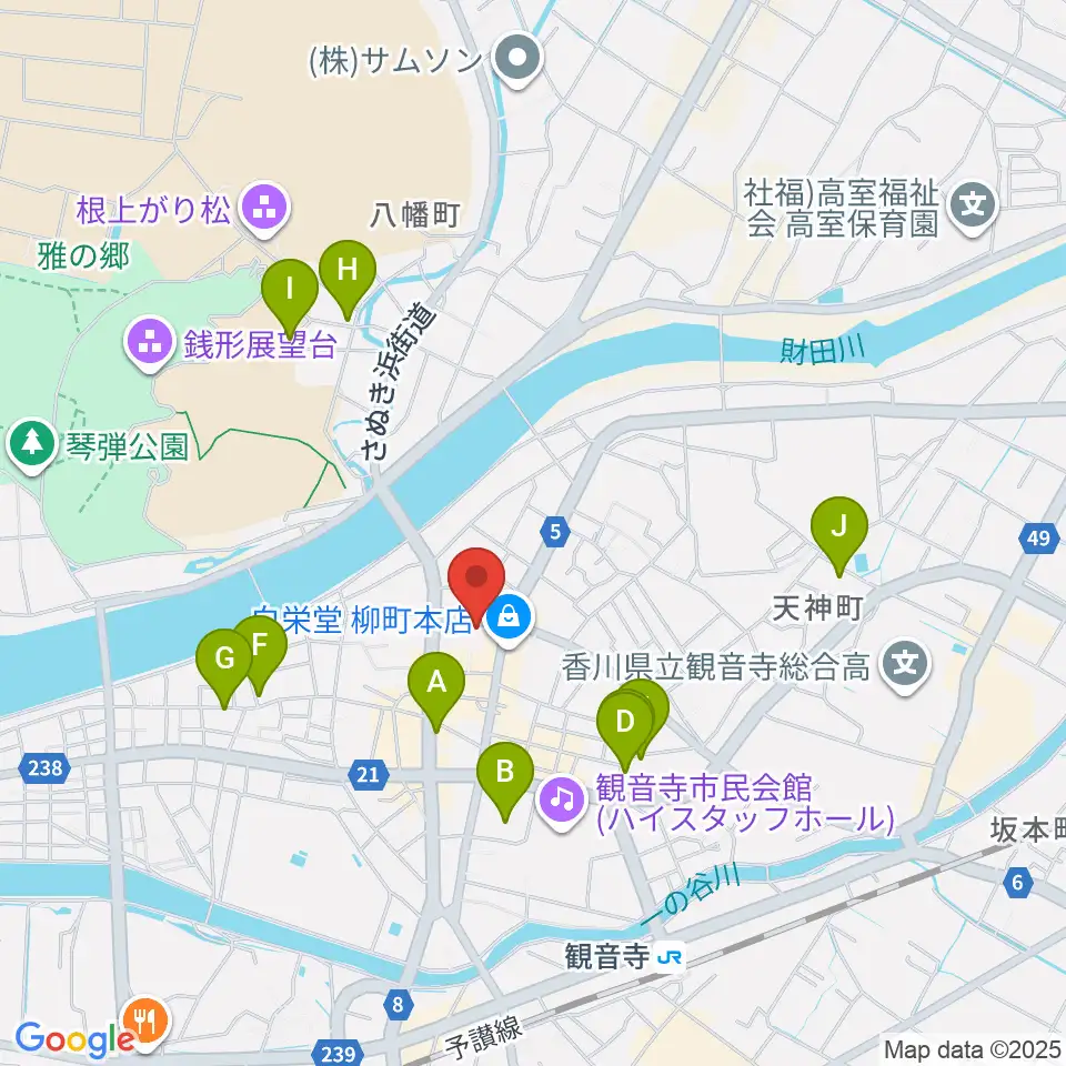 オオサカヤ 観音寺本店周辺の駐車場・コインパーキング一覧地図