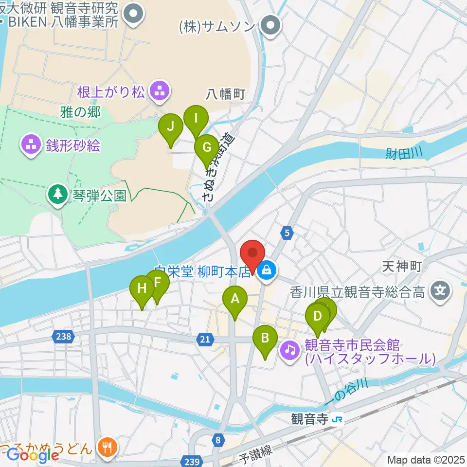 オオサカヤ 観音寺本店周辺の駐車場・コインパーキング一覧地図