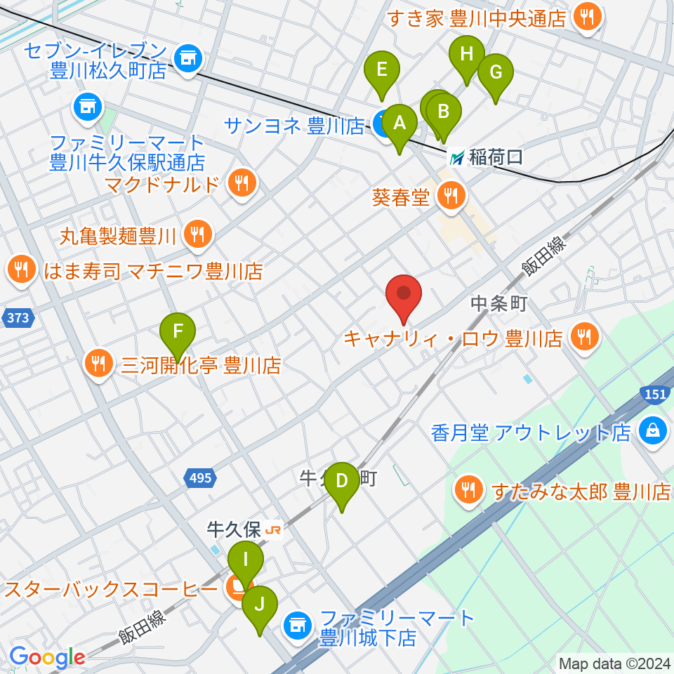 オリエント楽器 豊川店周辺の駐車場・コインパーキング一覧地図