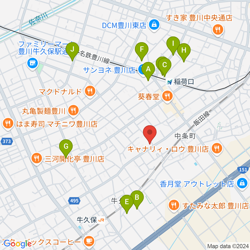 オリエント楽器 豊川店周辺の駐車場・コインパーキング一覧地図