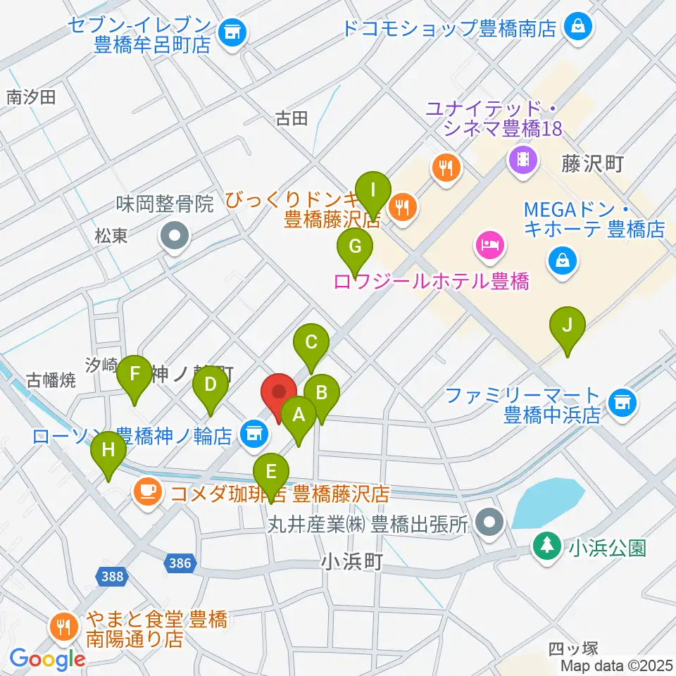 ピアノ百貨 豊橋店周辺の駐車場・コインパーキング一覧地図