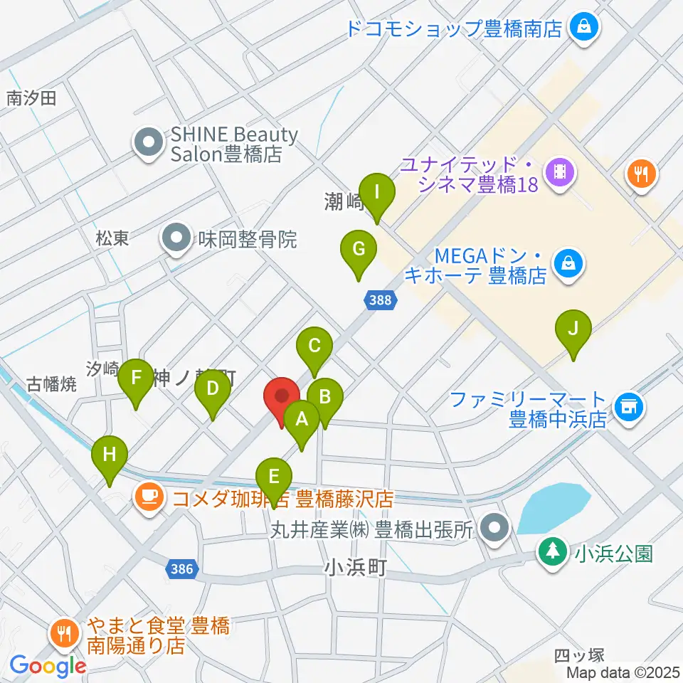 ピアノ百貨 豊橋店周辺の駐車場・コインパーキング一覧地図