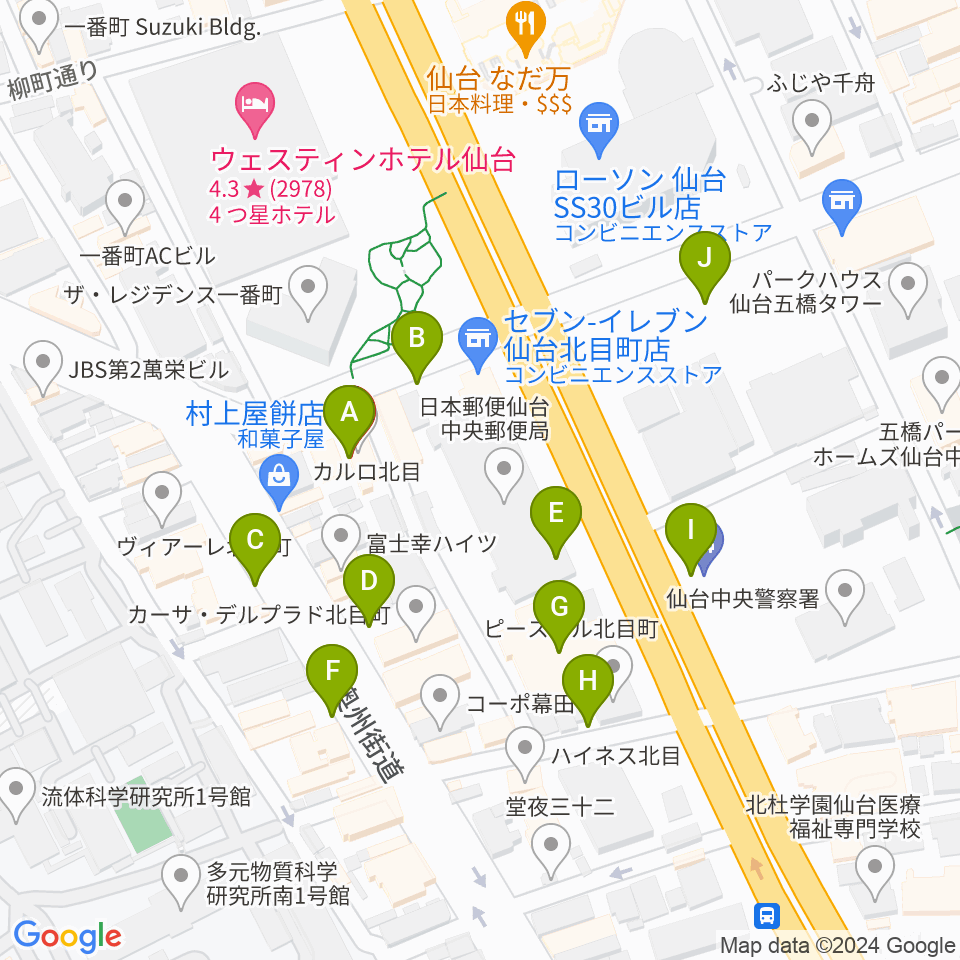 ピアノテック仙台周辺の駐車場・コインパーキング一覧地図