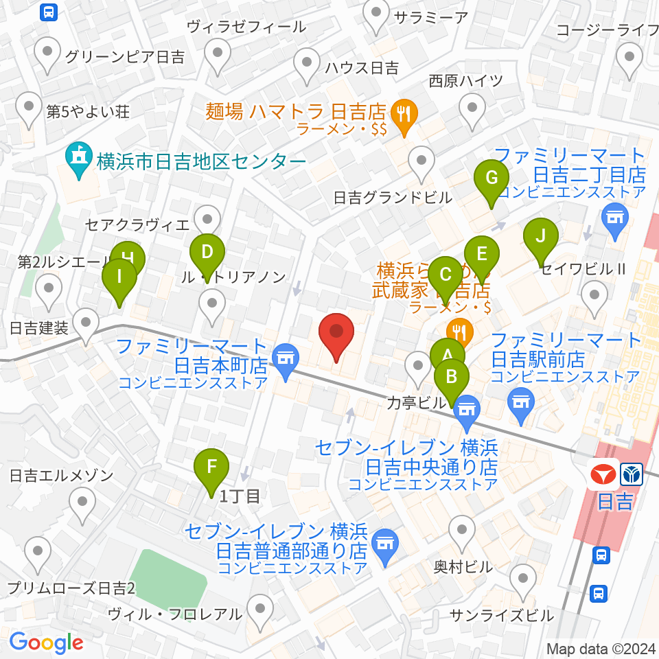 山響楽器店 日吉店周辺の駐車場・コインパーキング一覧地図