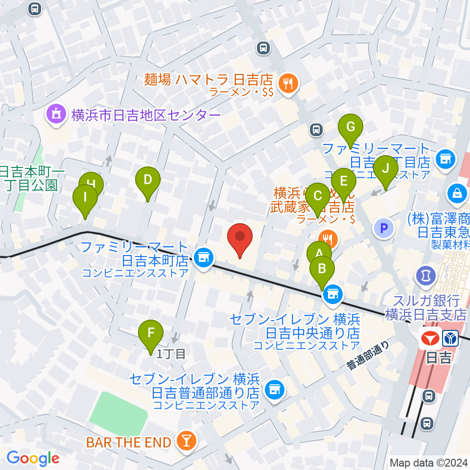 山響楽器店 日吉店周辺の駐車場・コインパーキング一覧地図