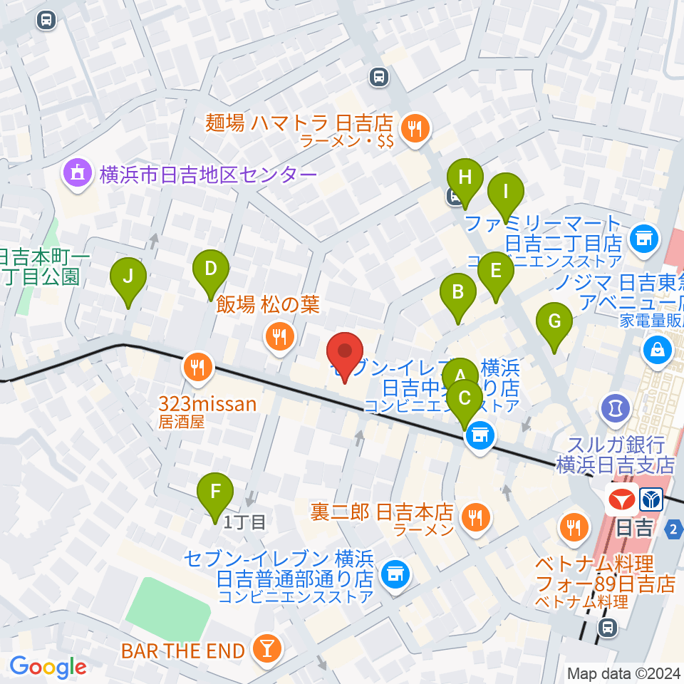 山響楽器店 日吉店周辺の駐車場・コインパーキング一覧地図