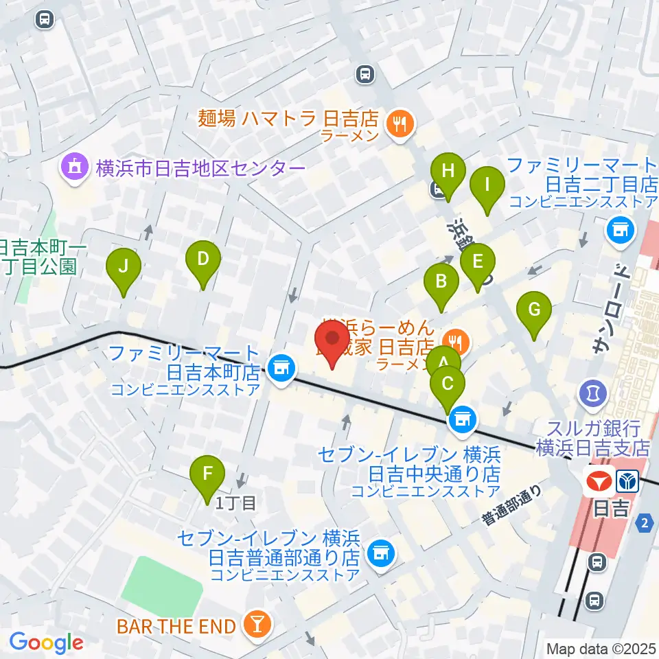山響楽器店 日吉店周辺の駐車場・コインパーキング一覧地図