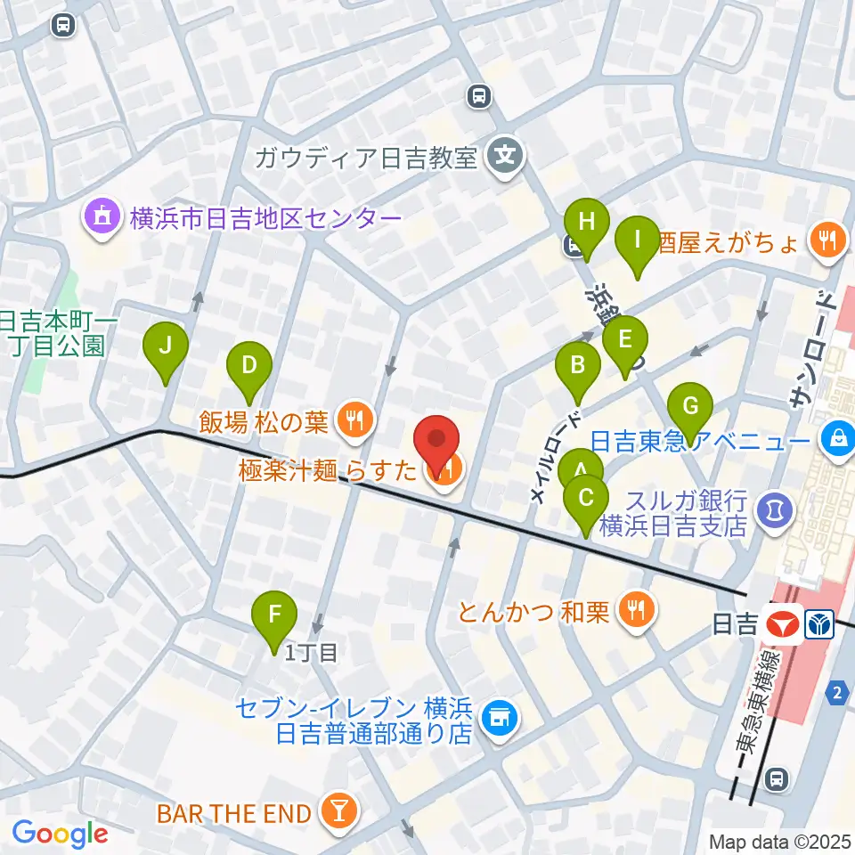 山響楽器店 日吉店周辺の駐車場・コインパーキング一覧地図
