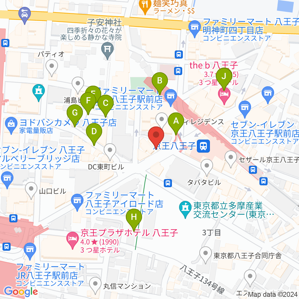 下倉楽器 八王子店周辺の駐車場・コインパーキング一覧地図