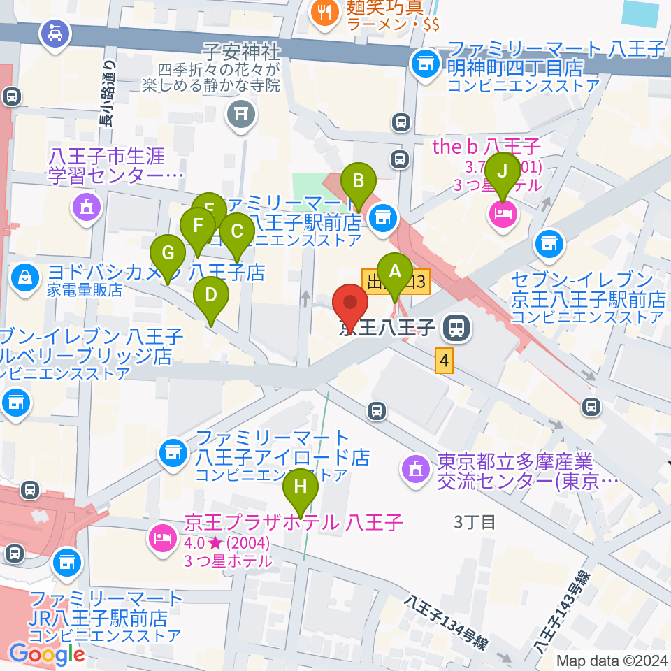 下倉楽器 八王子店周辺の駐車場・コインパーキング一覧地図