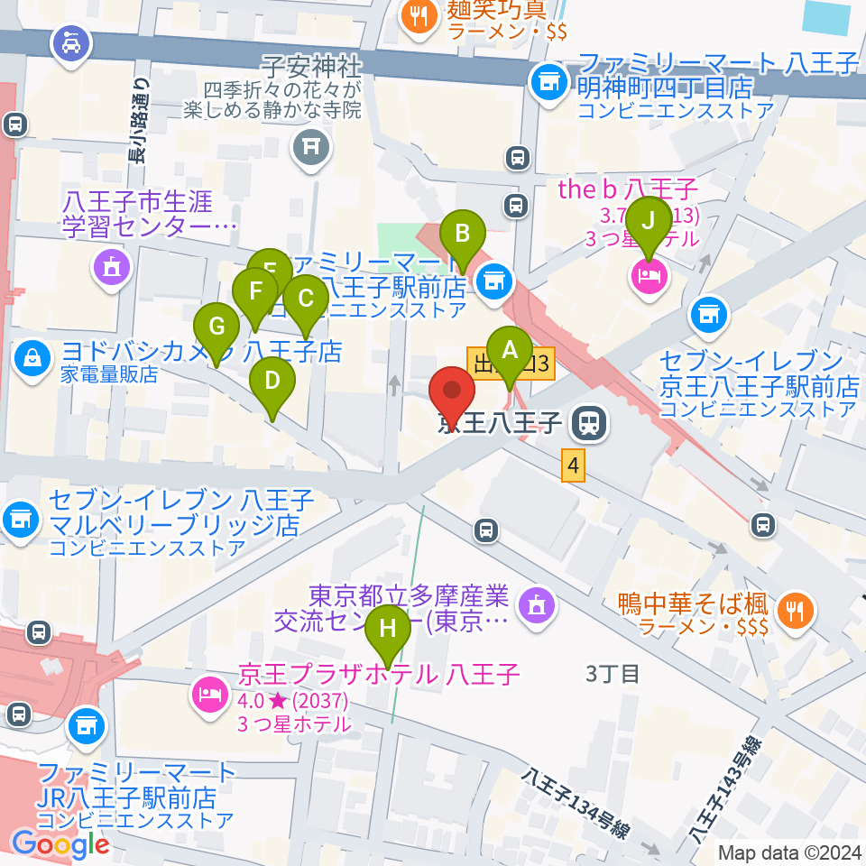 下倉楽器 八王子店周辺の駐車場・コインパーキング一覧地図