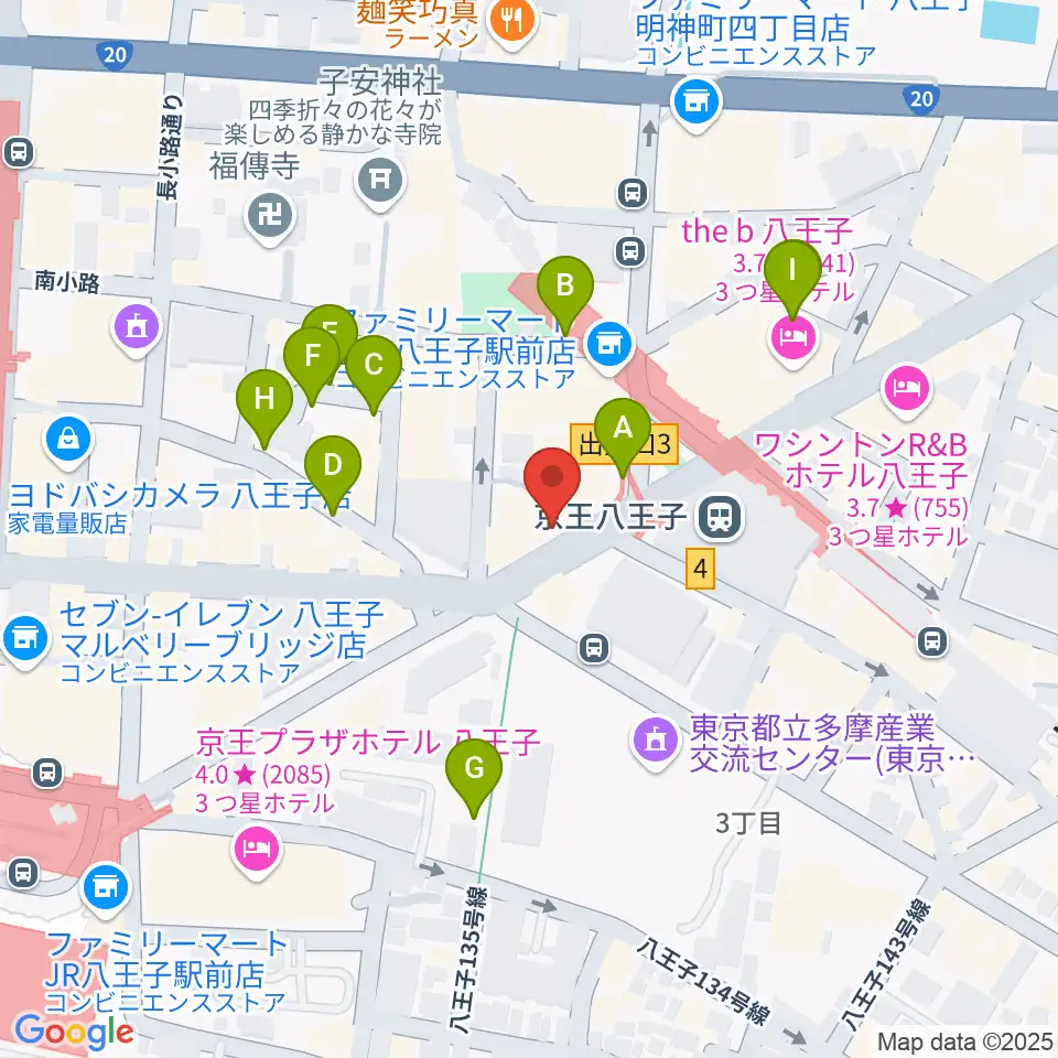 下倉楽器 八王子店周辺の駐車場・コインパーキング一覧地図