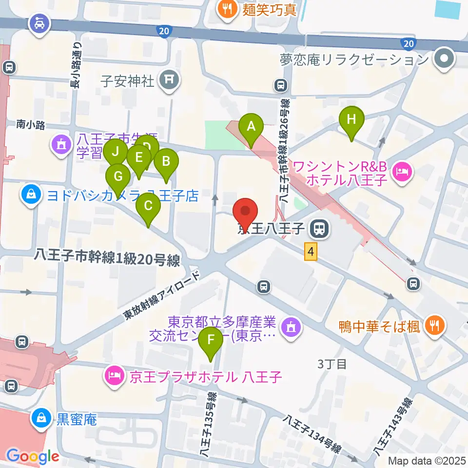 下倉楽器 八王子店周辺の駐車場・コインパーキング一覧地図