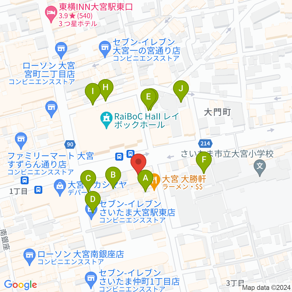 下倉楽器 大宮店周辺の駐車場・コインパーキング一覧地図