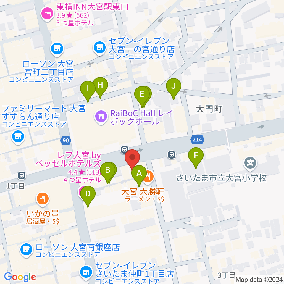 下倉楽器 大宮店周辺の駐車場・コインパーキング一覧地図