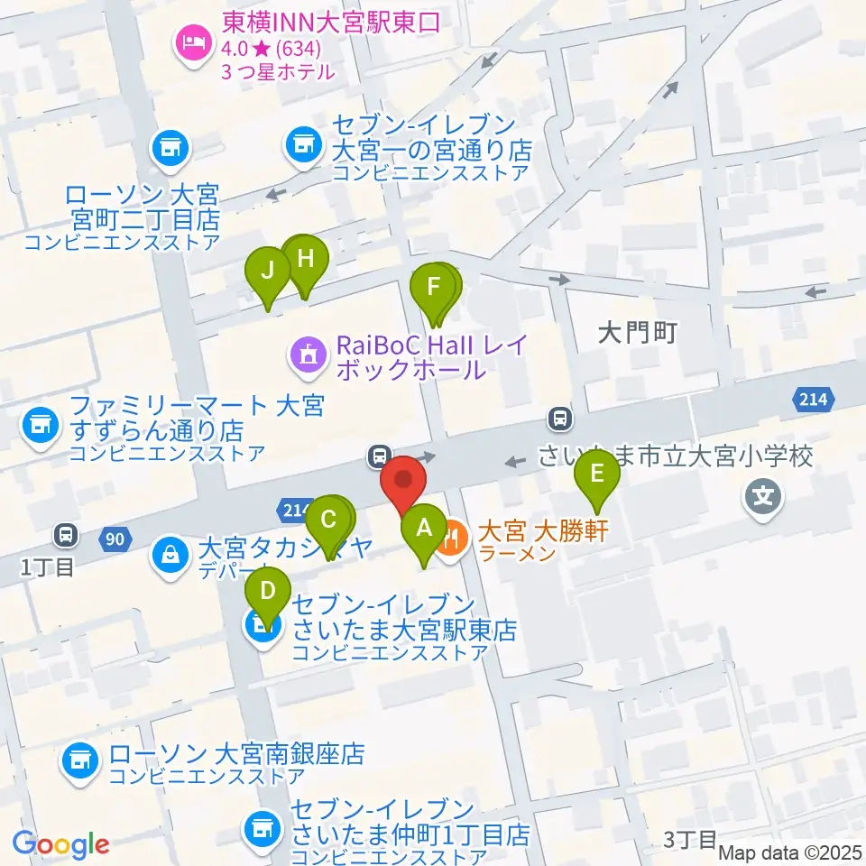 下倉楽器 大宮店周辺の駐車場・コインパーキング一覧地図