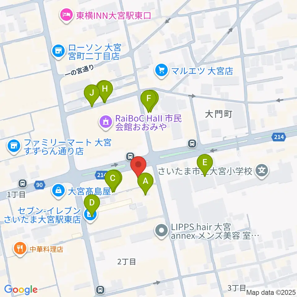 下倉楽器 大宮店周辺の駐車場・コインパーキング一覧地図