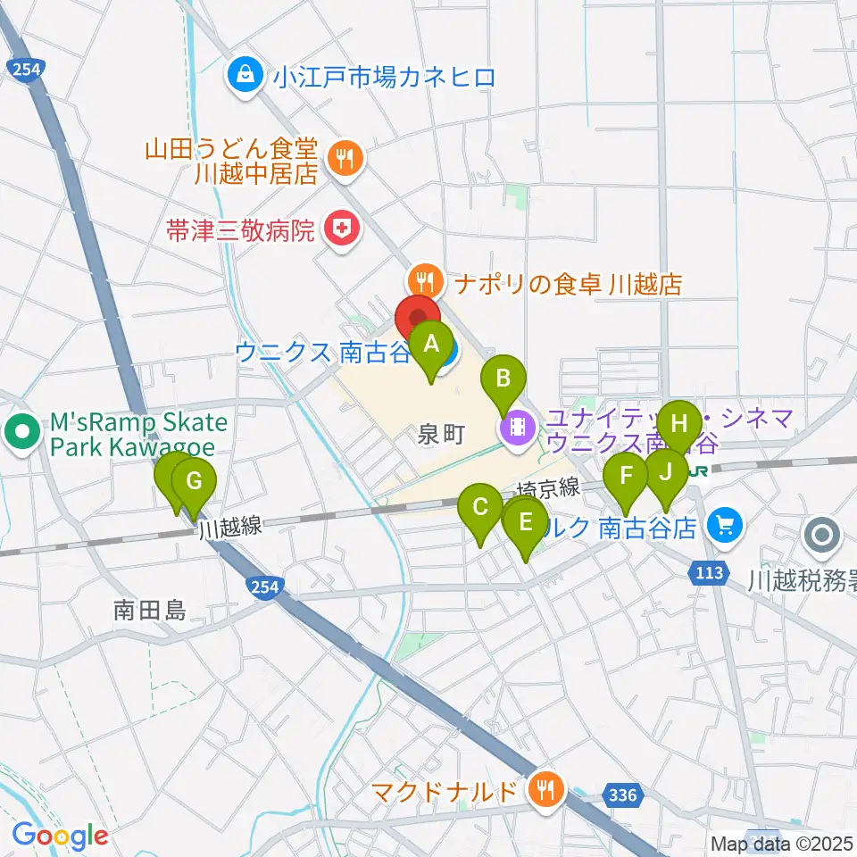 昭和楽器 川越店周辺の駐車場・コインパーキング一覧地図