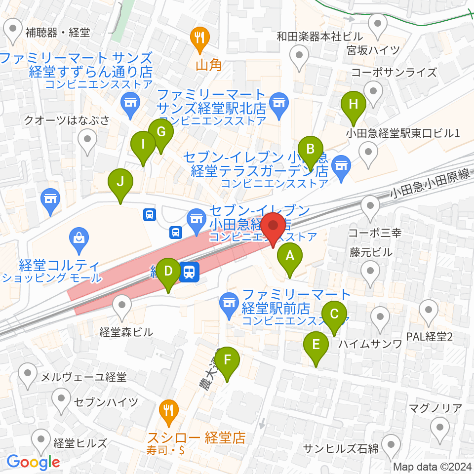 スガナミ楽器経堂店・グランドピアノサロン周辺の駐車場・コインパーキング一覧地図