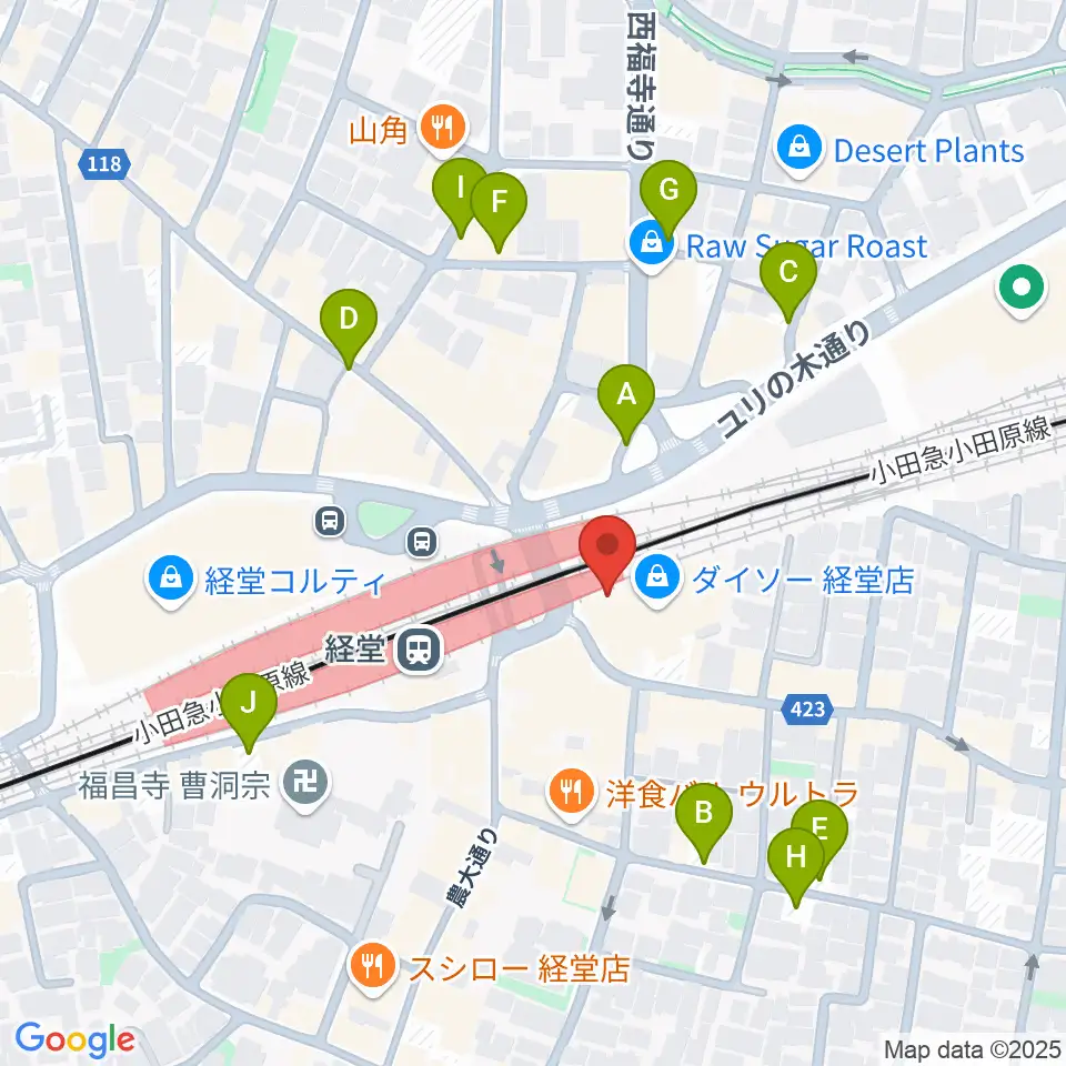 スガナミ楽器経堂店・グランドピアノサロン周辺の駐車場・コインパーキング一覧地図