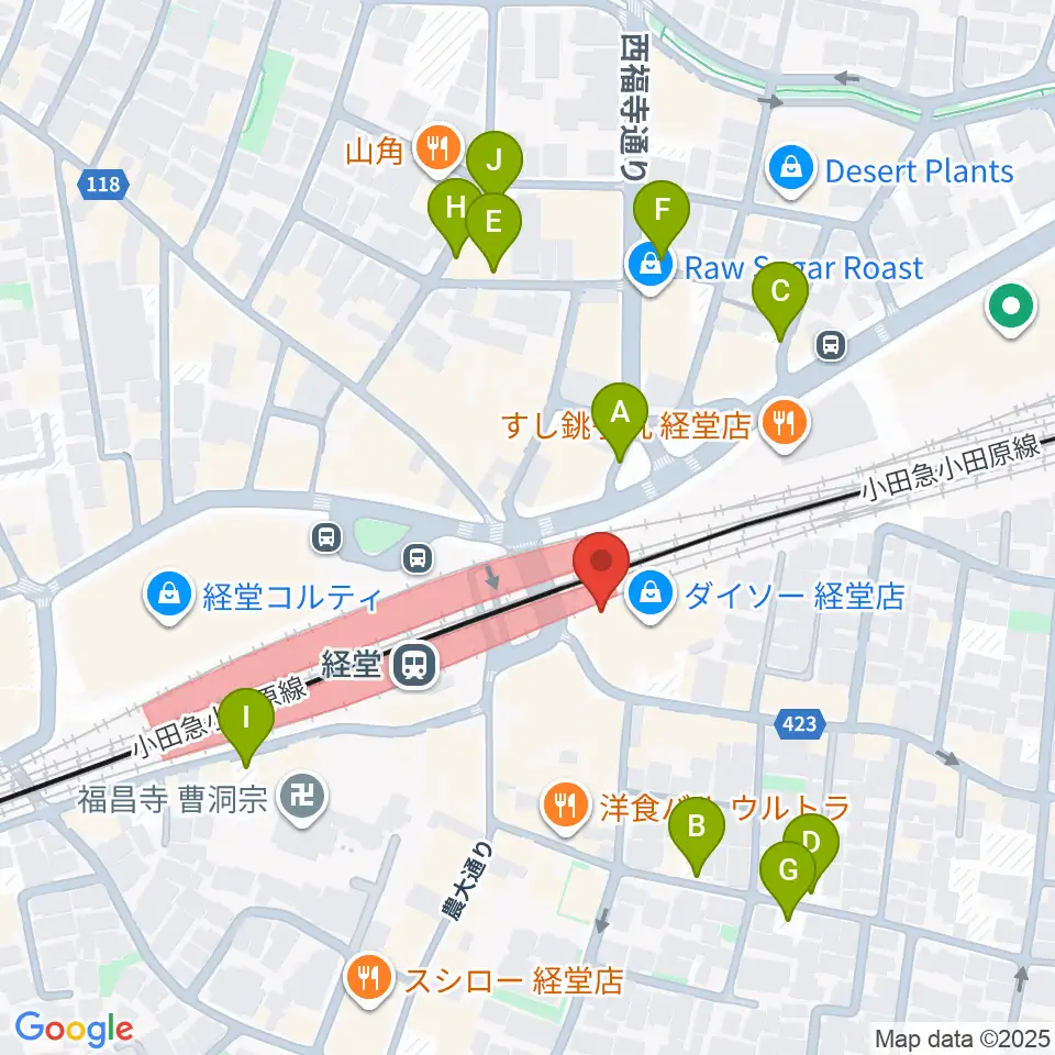 スガナミ楽器経堂店・グランドピアノサロン周辺の駐車場・コインパーキング一覧地図