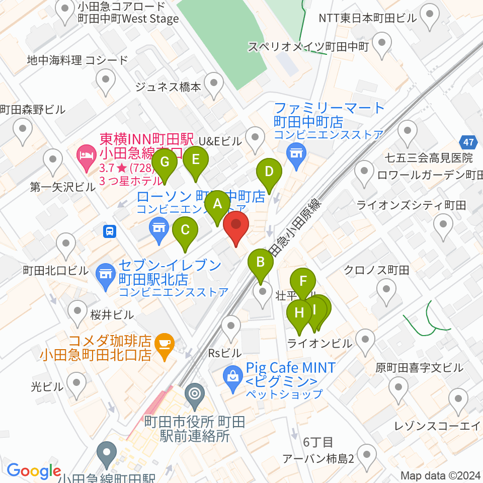 スガナミ楽器 町田店周辺の駐車場・コインパーキング一覧地図