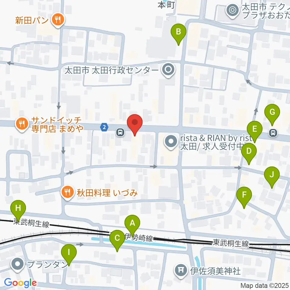 鈴木楽器 太田本町店周辺の駐車場・コインパーキング一覧地図