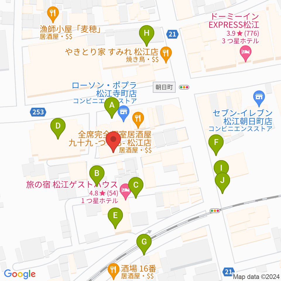 タカキ楽器店周辺の駐車場・コインパーキング一覧地図