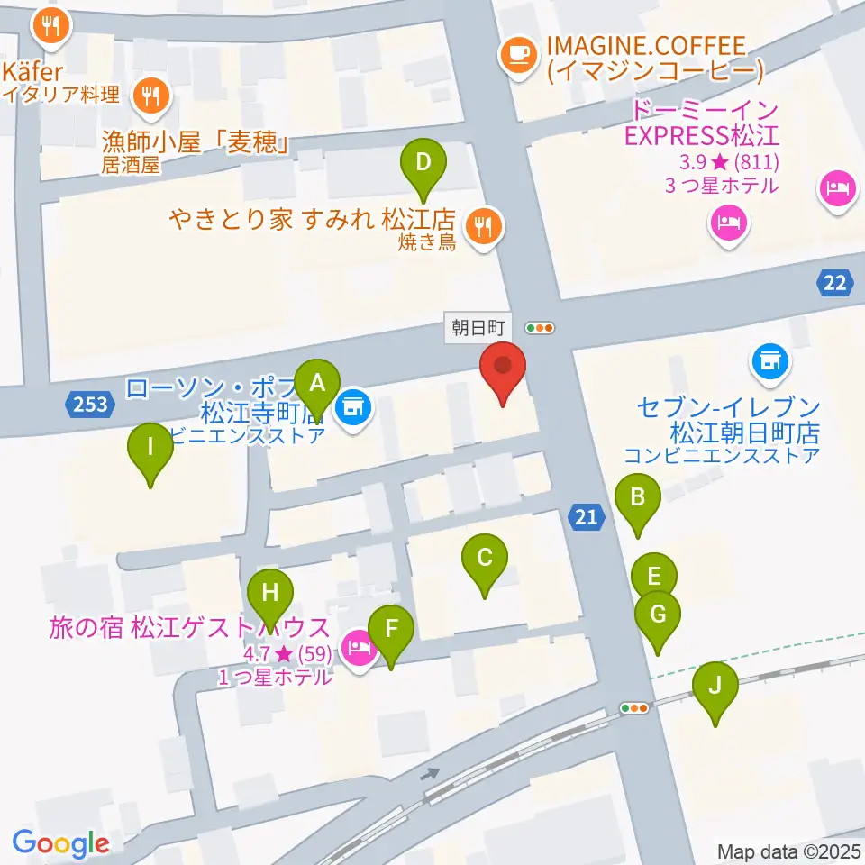 タカキ楽器店周辺の駐車場・コインパーキング一覧地図