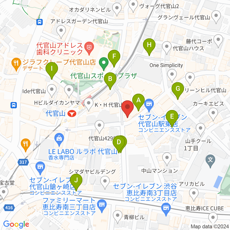 ミュージックプラザ 代官山本店周辺の駐車場・コインパーキング一覧地図