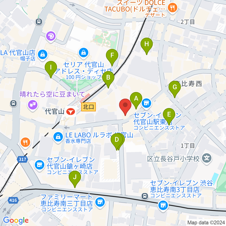 ミュージックプラザ 代官山本店周辺の駐車場・コインパーキング一覧地図