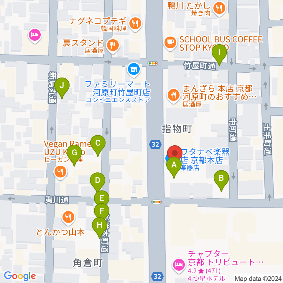 ワタナベ楽器店 京都本店周辺の駐車場・コインパーキング一覧地図