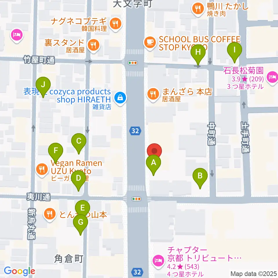 ワタナベ楽器店 京都本店周辺の駐車場・コインパーキング一覧地図